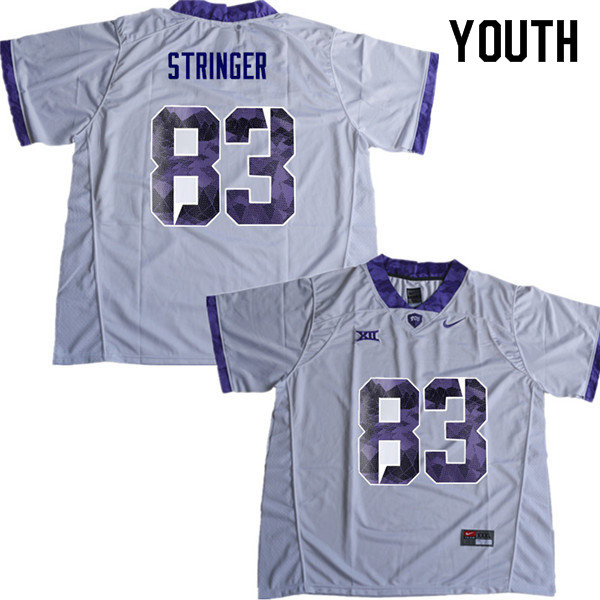 Youth #83 Brady Stringer TCU Horned Frogs College Football Jerseys Sale-White